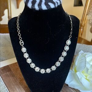 Lia Sophia Silver Necklace with Clear Accents